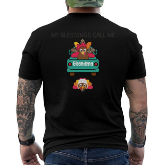 Personalized Grandma Turkey Thanksgiving Christmas Back Print T-Shirt - Thegiftio UK