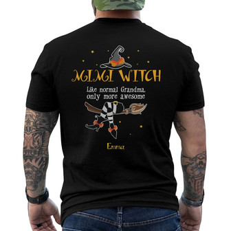 Personalized Grandma Witch Halloween Back Print T-Shirt - Thegiftio UK