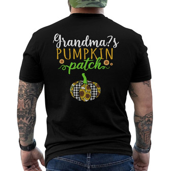 Personalized Grandma's Pumpkin Patch Fall Halloween Back Print T-Shirt - Thegiftio UK