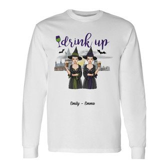 Personalized Halloween Fall Witch Drink Up Long Sleeve Shirt - Thegiftio UK