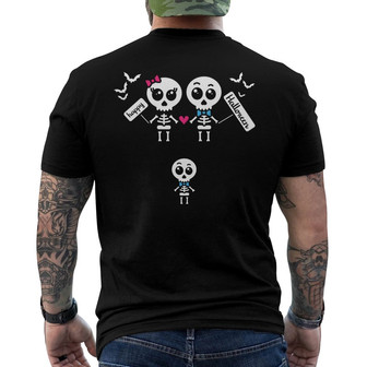 Personalized Halloween Skeleton Family Back Print T-Shirt - Thegiftio UK