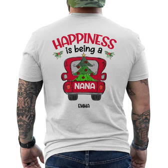 Personalized Happiness Grandma Christmas Back Print T-Shirt - Thegiftio UK