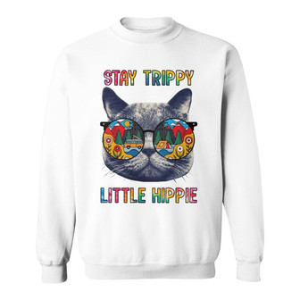 Personalized Hippie Cat White Sweatshirt - Thegiftio UK