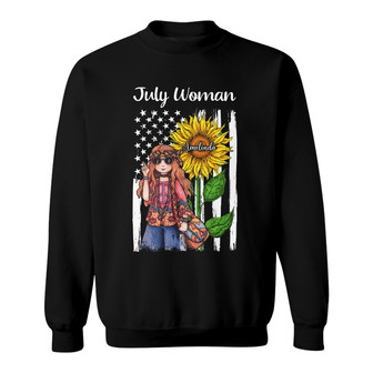 Personalized Hippie Girl And Sunflower America Flag Sweatshirt - Thegiftio UK