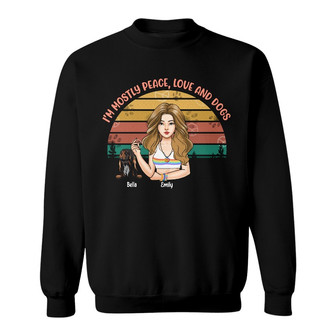 Personalized Hippie Girl With Dog Sweatshirt - Thegiftio UK