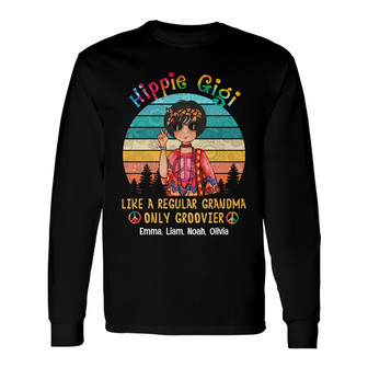 Personalized Hippie Mom Grandma Long Sleeve Shirt - Thegiftio UK