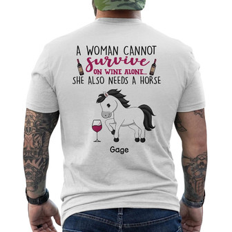Personalized Horse Wine Women Back Print T-Shirt - Thegiftio UK