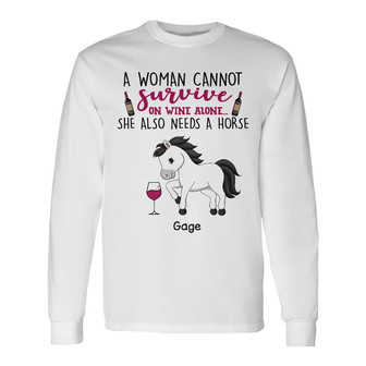 Personalized Horse Wine Women Long Sleeve Shirt - Thegiftio UK