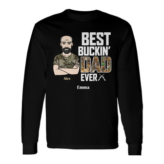 Personalized Hunting Dad Grandpa Long Sleeve Shirt - Thegiftio UK