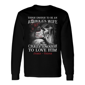 Personalized Husband Wife Skull Long Sleeve Shirt - Thegiftio UK