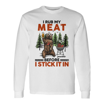 Personalized I Rub My Meat BBQ Camping Long Sleeve Shirt - Thegiftio UK