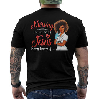Personalized Jesus Nurse Melanin BWA Back Print T-Shirt - Thegiftio UK
