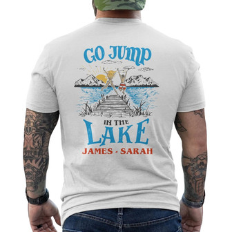 Personalized Jump in The Lake White Back Print T-Shirt - Thegiftio UK