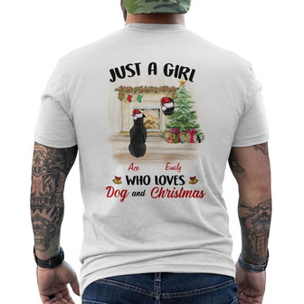 Personalized Just A Girl Who Loves Dogs and Christmas Back Print T-Shirt - Thegiftio UK