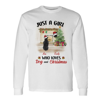 Personalized Just A Girl Who Loves Dogs and Christmas Long Sleeve Shirt - Thegiftio UK