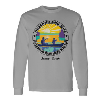 Personalized Kayaking White Long Sleeve Shirt - Thegiftio UK
