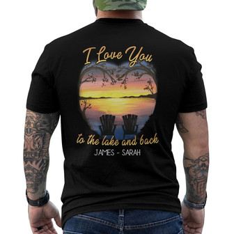 Personalized Lake Husband Wife Back Print T-Shirt - Thegiftio UK
