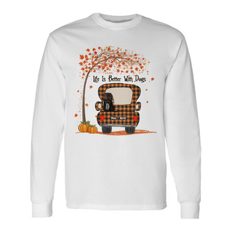 Personalized Life Is Better With Dog Fall Halloween Long Sleeve Shirt - Thegiftio UK