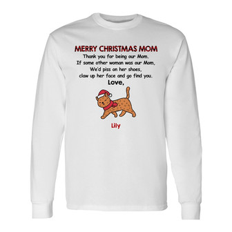 Personalized Merry Christmas Cat Dad Cat Mom Long Sleeve Shirt - Thegiftio UK