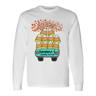 Personalized Mom Grandma Fall Halloween Candy Corn Long Sleeve Shirt - Thegiftio UK