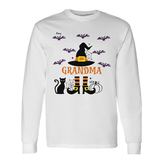 Personalized Mom Grandma Fall Halloween Long Sleeve Shirt - Thegiftio UK