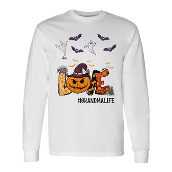 Personalized Mom Grandma Fall Halloween Long Sleeve Shirt - Thegiftio UK