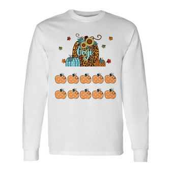 Personalized Mom Grandma Fall Halloween Pumpkins Long Sleeve Shirt - Thegiftio UK