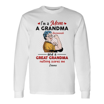 Personalized Mom Grandma Nothing Scares Me Long Sleeve Shirt - Thegiftio UK