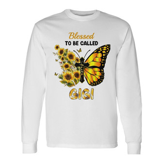 Personalized Mom Grandma Sunflower Butterfly Long Sleeve Shirt - Thegiftio UK