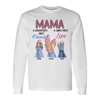 Personalized Mom Loves Daughter Son Long Sleeve Shirt - Thegiftio UK