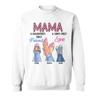 Personalized Mom Loves Daughter Son Sweatshirt - Thegiftio UK