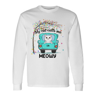 Personalized My Cat Call Me Mom Grandma Long Sleeve Shirt - Thegiftio UK
