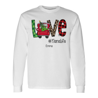 Personalized Nana Grandma Red Truck Christmas Long Sleeve Shirt - Thegiftio UK