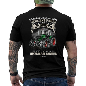 Personalized Never Underestimate A Farmer Grandpa With Tractor Back Print T-Shirt - Thegiftio UK