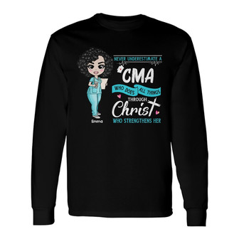 Personalized Never Underestimate Nurse Long Sleeve Shirt - Thegiftio UK
