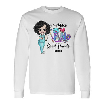 Personalized Nurse Good Hands Long Sleeve Shirt - Thegiftio UK