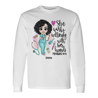 Personalized Nurse Long Sleeve Shirt - Thegiftio UK