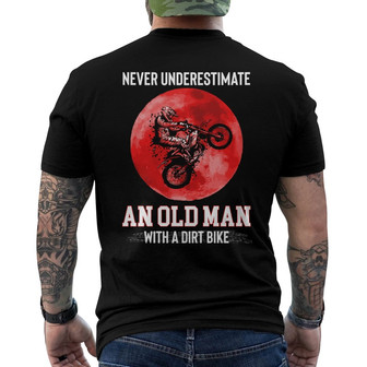 Personalized Old Man Dirt Bike Back Print T-Shirt - Thegiftio UK