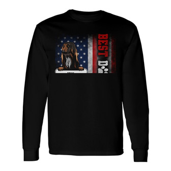 Personalized Patriotic Flag Dog Dad Long Sleeve Shirt - Thegiftio UK