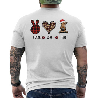 Personalized Peace Love Dog Christmas Back Print T-Shirt - Thegiftio UK