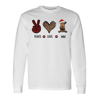 Personalized Peace Love Dog Christmas Long Sleeve Shirt - Thegiftio UK