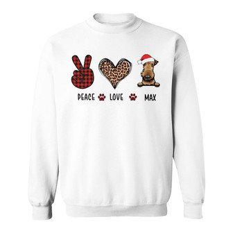 Personalized Peace Love Dog Christmas Sweatshirt - Thegiftio UK