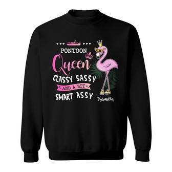 Personalized Pontoon Queen Flamingo Sweatshirt - Thegiftio UK