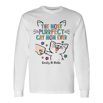 Personalized Purrfect Cat Mom Ever Long Sleeve Shirt - Thegiftio UK