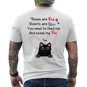 Personalized Rose Are Red Cat Back Print T-Shirt - Thegiftio UK