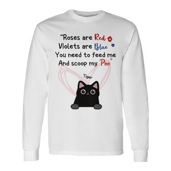 Personalized Rose Are Red Cat Long Sleeve Shirt - Thegiftio UK