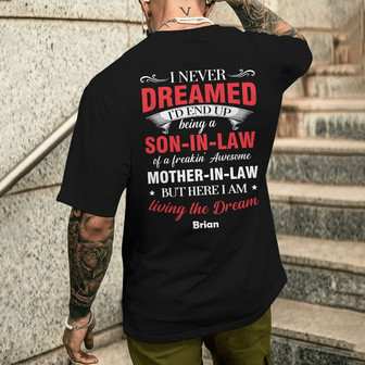 Personalized Son-in-law Mother-in-law Back Print T-Shirt - Thegiftio UK