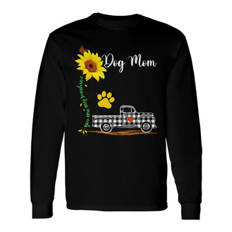 Personalized Sunflower Paw Dog Mom Grandma Long Sleeve Shirt - Thegiftio UK