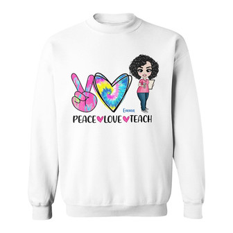 Personalized Teacher Back To School Peace Love Sweatshirt - Thegiftio UK
