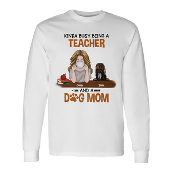 Personalized Teacher Dog Mom Long Sleeve Shirt - Thegiftio UK